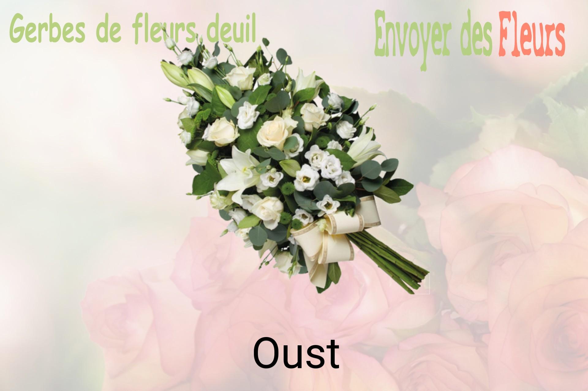 Gerbe de fleurs de deuil livrée à Oust